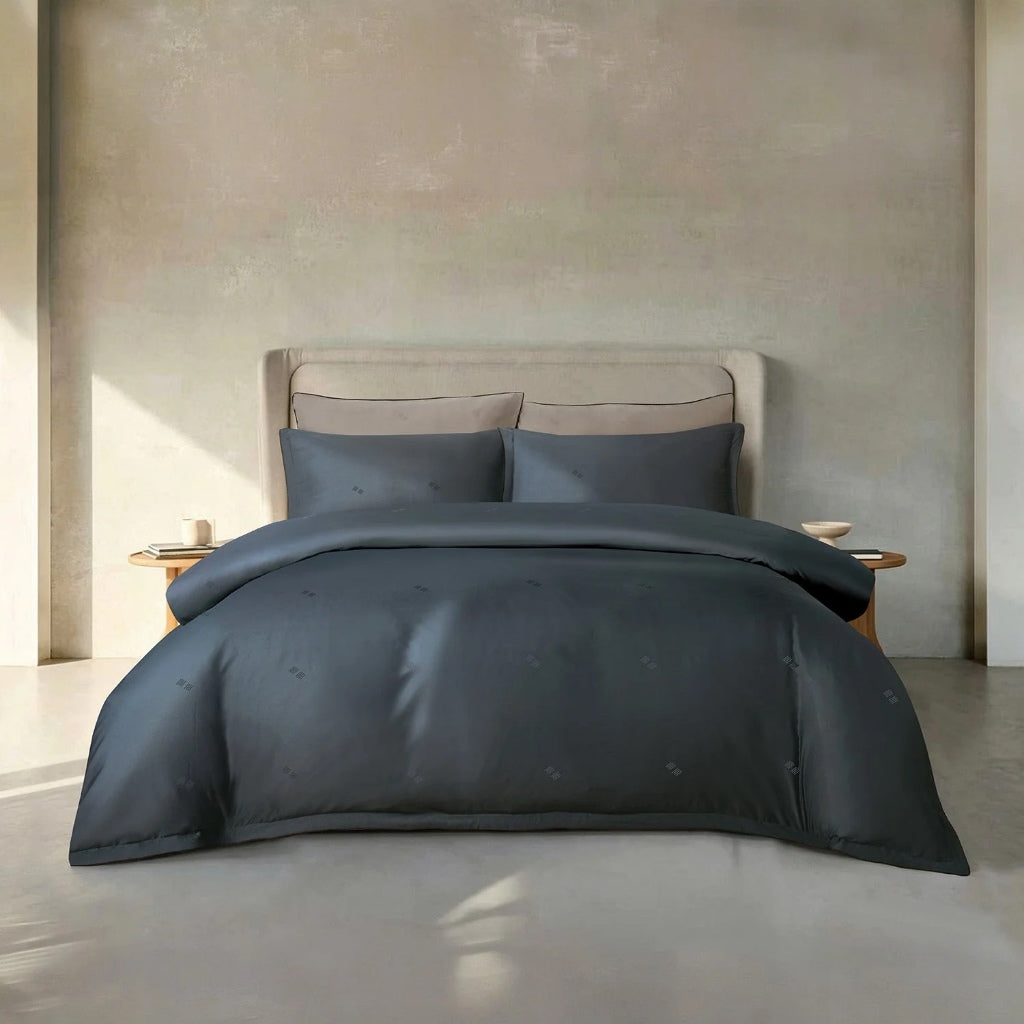 Intero BambooPro Beyond Thread Count Geo Jacquard Luxury Bedding Set - Charcoal