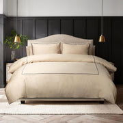 Bellami Hotel De Luxe Speedy Egyptian Cotton Bedding Set with Triple Embroidery Stitch - Taupe
