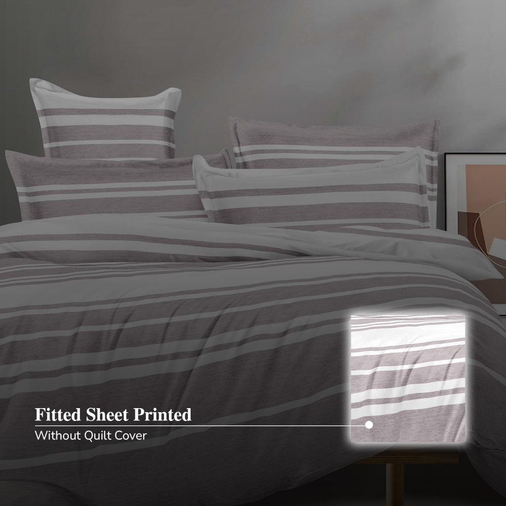 Hillcrest I ComfyLux Printed Microfiber I 988TC I Fitted Sheet Set I Summer Blanket I No Quilt Cover - Caffe