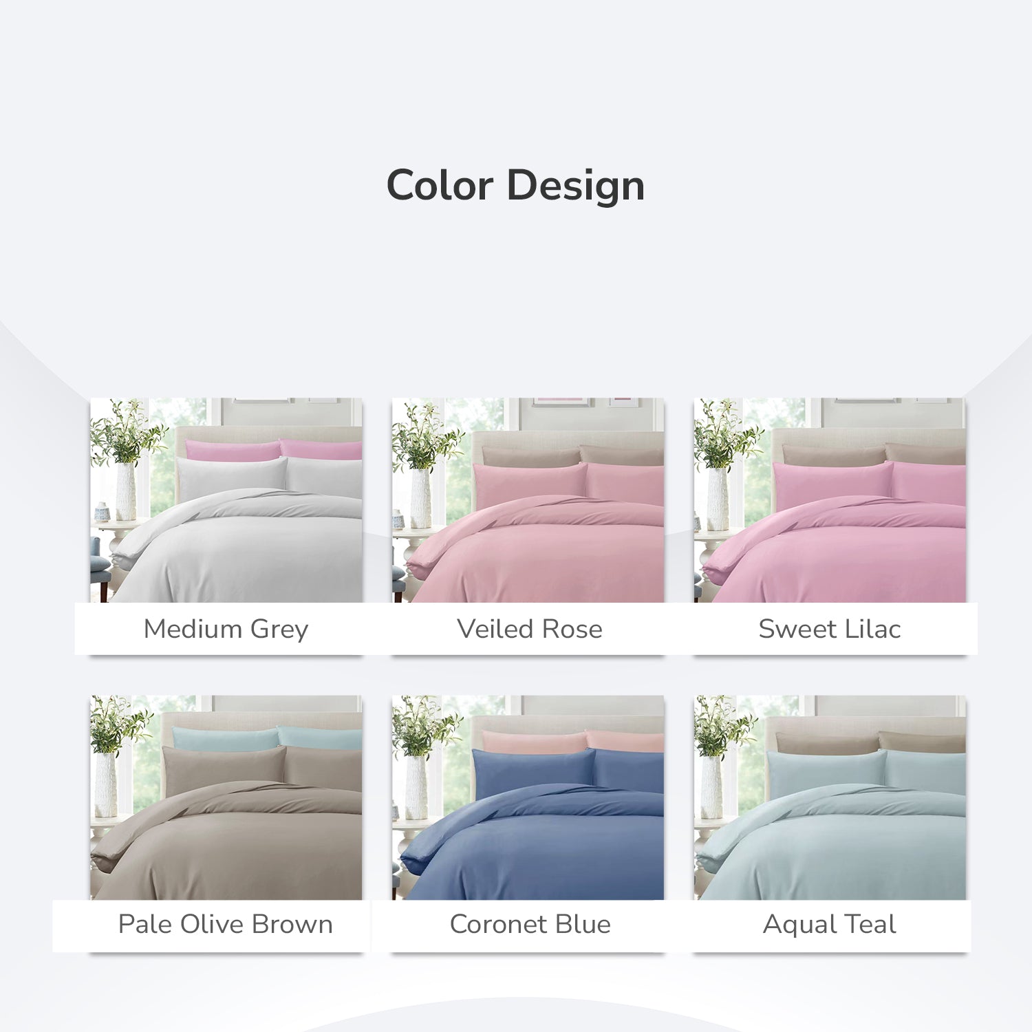 Hillcrest I ComfyLux Solid I 988TC I Fitted Sheet Set I Pillow Case I Bolster Case I No Quilt Cover - 6 Colours