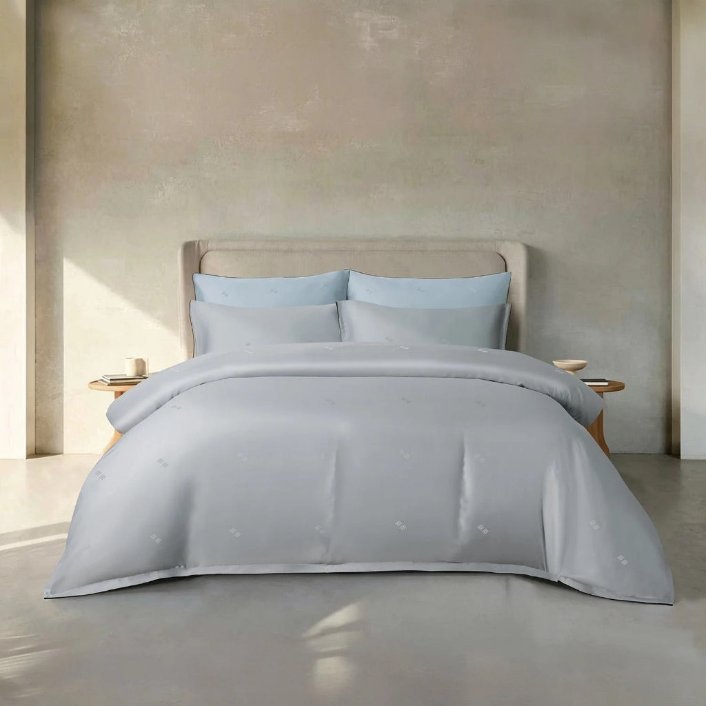 Intero BambooPro Beyond Thread Count Geo Jacquard Luxury Bedding Set - Ash Silver
