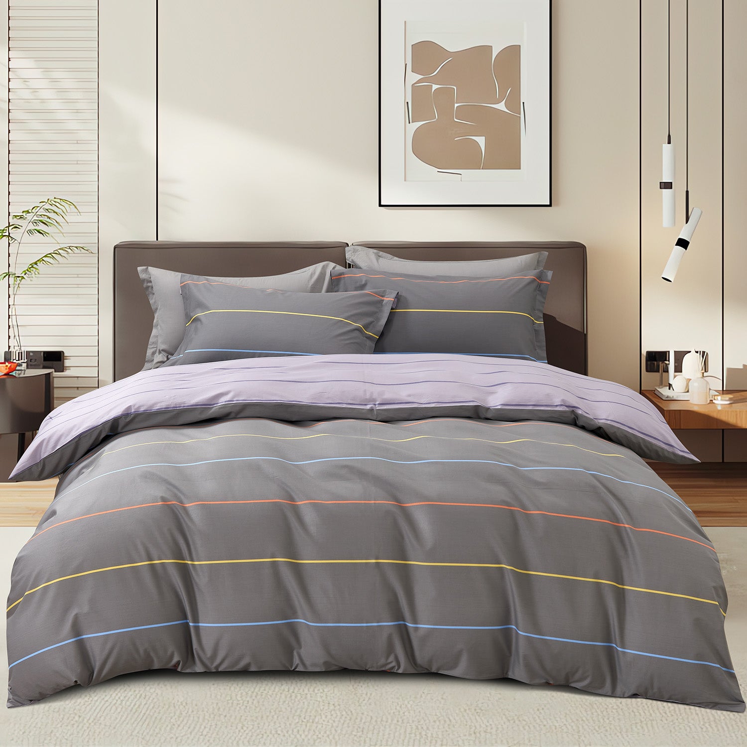 Marie Claire Lumine Printed 100% Combed Cotton 1000TC | Fitted Sheet Set I Bed Set - MC0525CTN-05