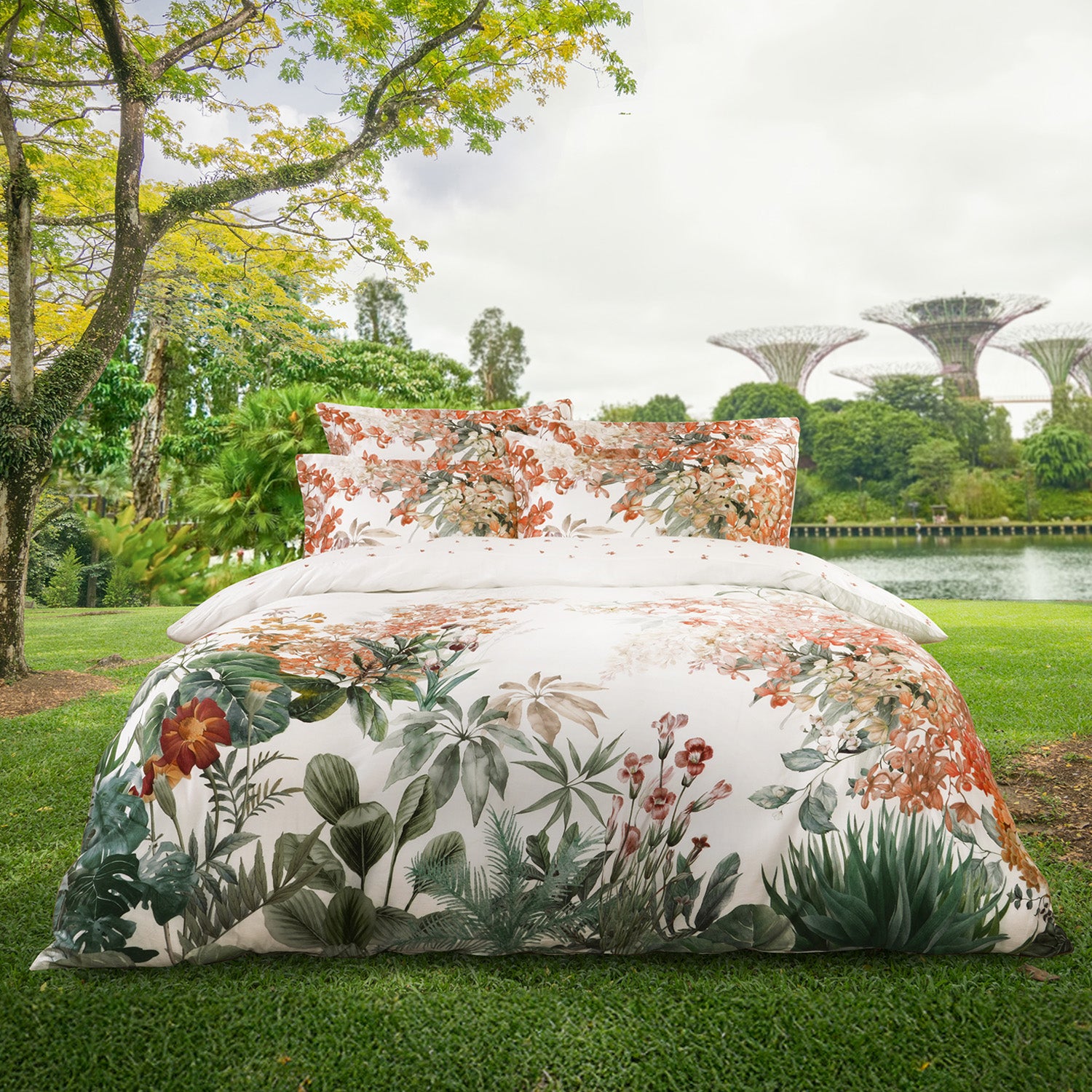 Bellami SG60 Early Bird Luxe Orchid-Inspired Bed Set Collection (Queen & King) - Vanda *With FREE 1 Lumbar Pillow*