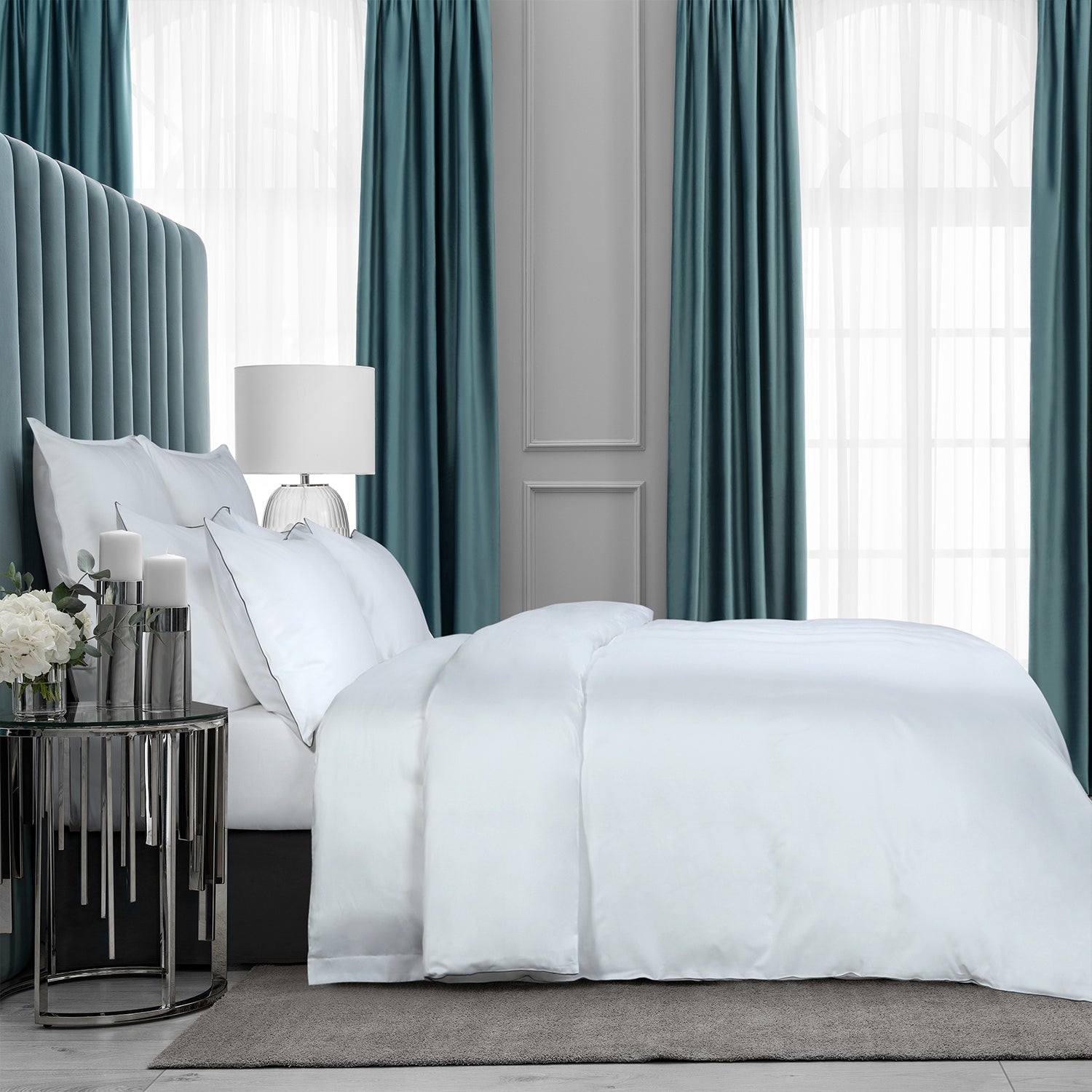 Bellami | Heirloom Classic Claiver Piping Contrast I TENCEL™ Lyocell I Fitted Sheet Set I Bed Set