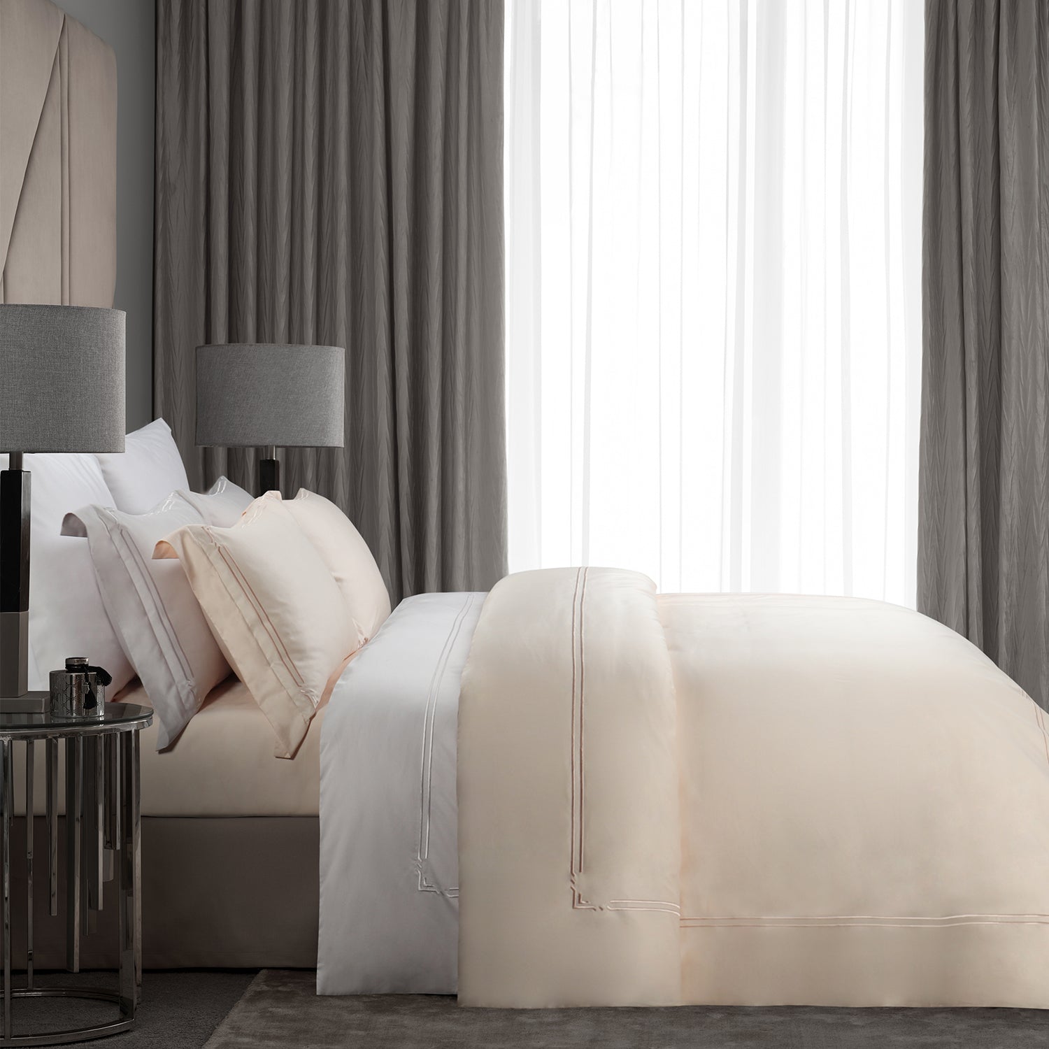 Bellami Monti 100% Egyptian Cotton 1500 Thread Count Fitted Sheet Set | Duvet Cover Set I Pillow Bolster Case