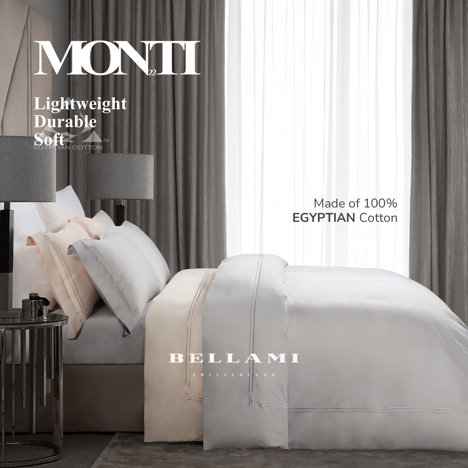 Bellami Monti 100% Egyptian Cotton 1500 Thread Count Fitted Sheet Set | Duvet Cover Set I Pillow Bolster Case