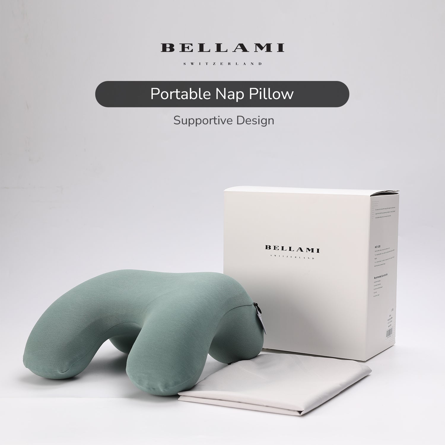 Bellami Plus Nap Pillow I Ergonomic Memory Foam I Neck & Shoulder Support I Soft & Cooling I Travel Friendly