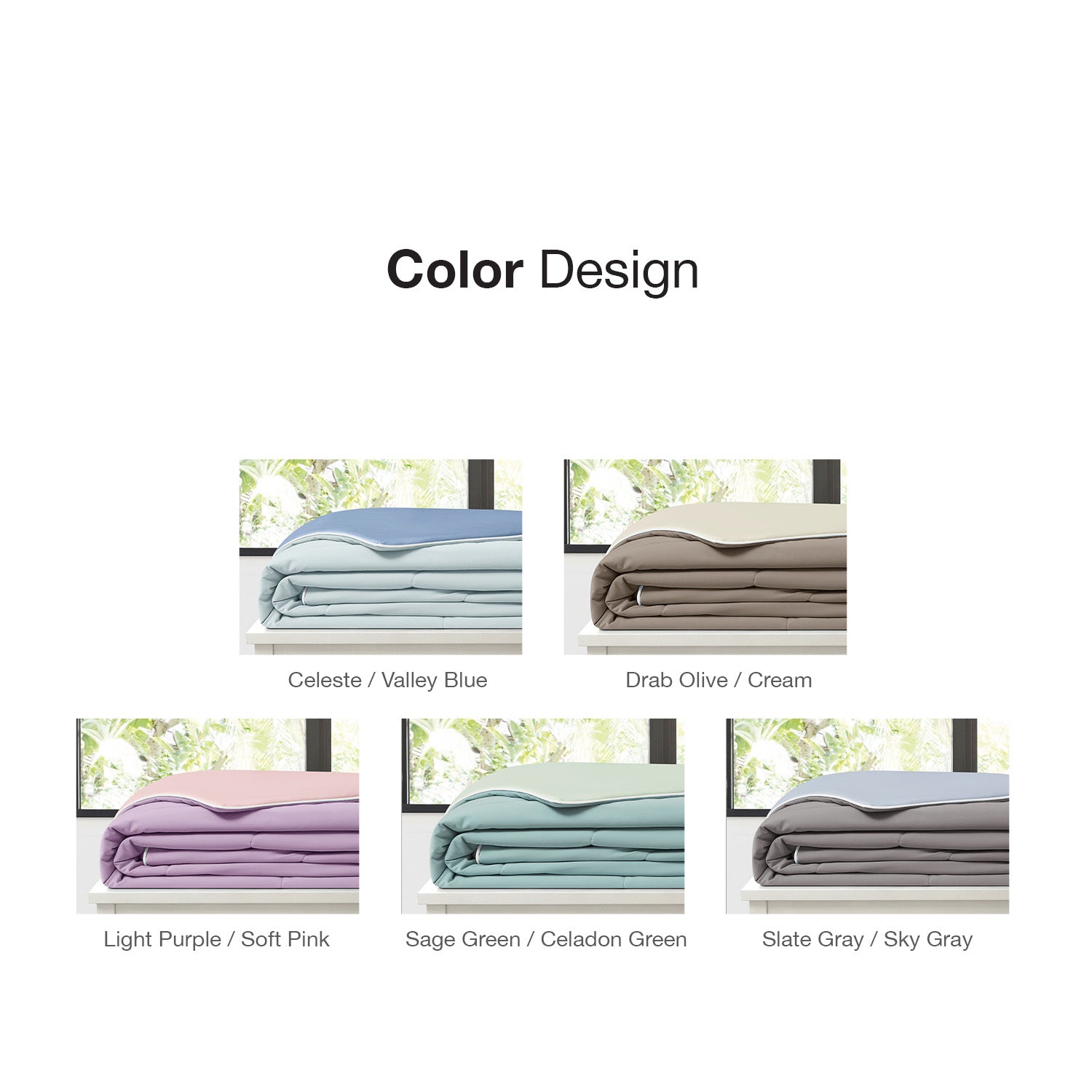 Intero Glacier Reversible Cooling Blanket – Dual-Sided Cooling Comfort - Sage Green / Celadon Green