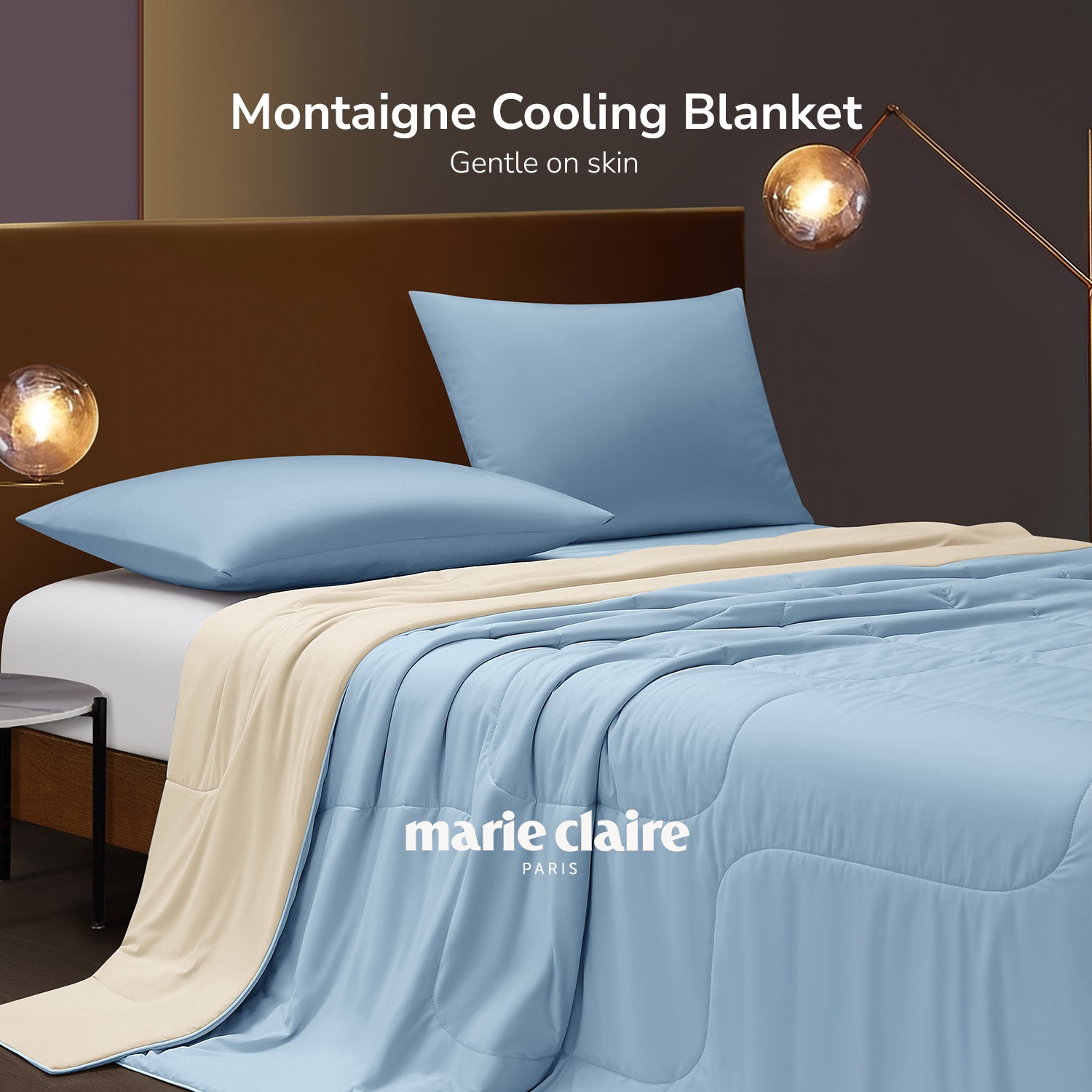 Marie Claire I Montaigne Cooling Blanket I Solid Reversible I Silky Soft Comfort I Performance Knit