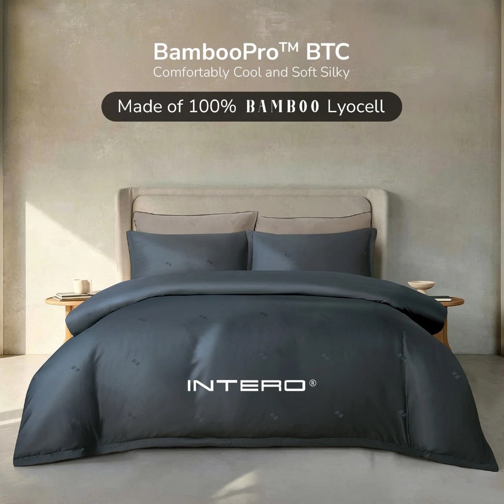 Intero BambooPro Beyond Thread Count Geo Jacquard Luxury Bedding Set - Charcoal
