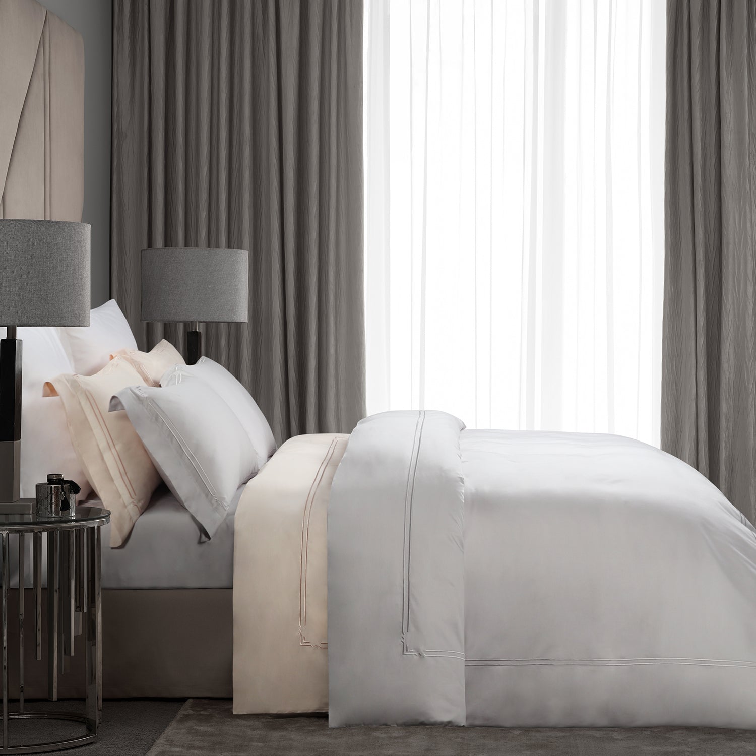 Bellami Monti 100% Egyptian Cotton 1500 Thread Count Fitted Sheet Set | Duvet Cover Set I Pillow Bolster Case