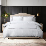 Bellami Hotel De Luxe Speedy Egyptian Cotton Bedding Set with Triple Embroidery Stitch - White