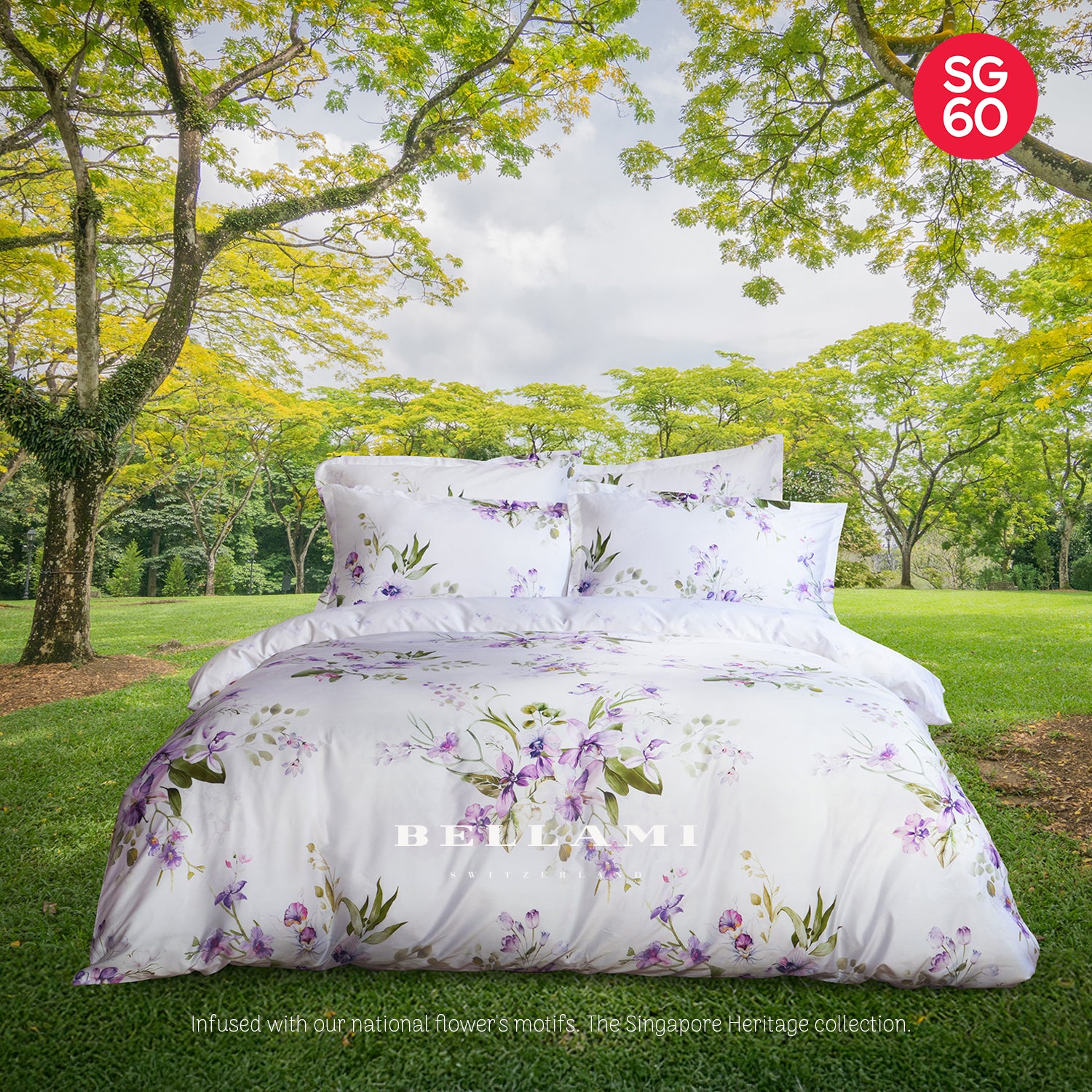Bellami SG60 Early Bird Luxe Orchid-Inspired Bed Set Collection (Queen & King) - Dendrobium