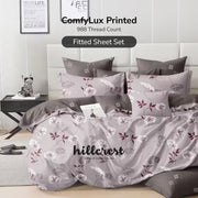 Hillcrest I ComfyLux Printed Microfiber I 988TC I Fitted Sheet Set I Summer Blanket I No Quilt Cover - Amethyst