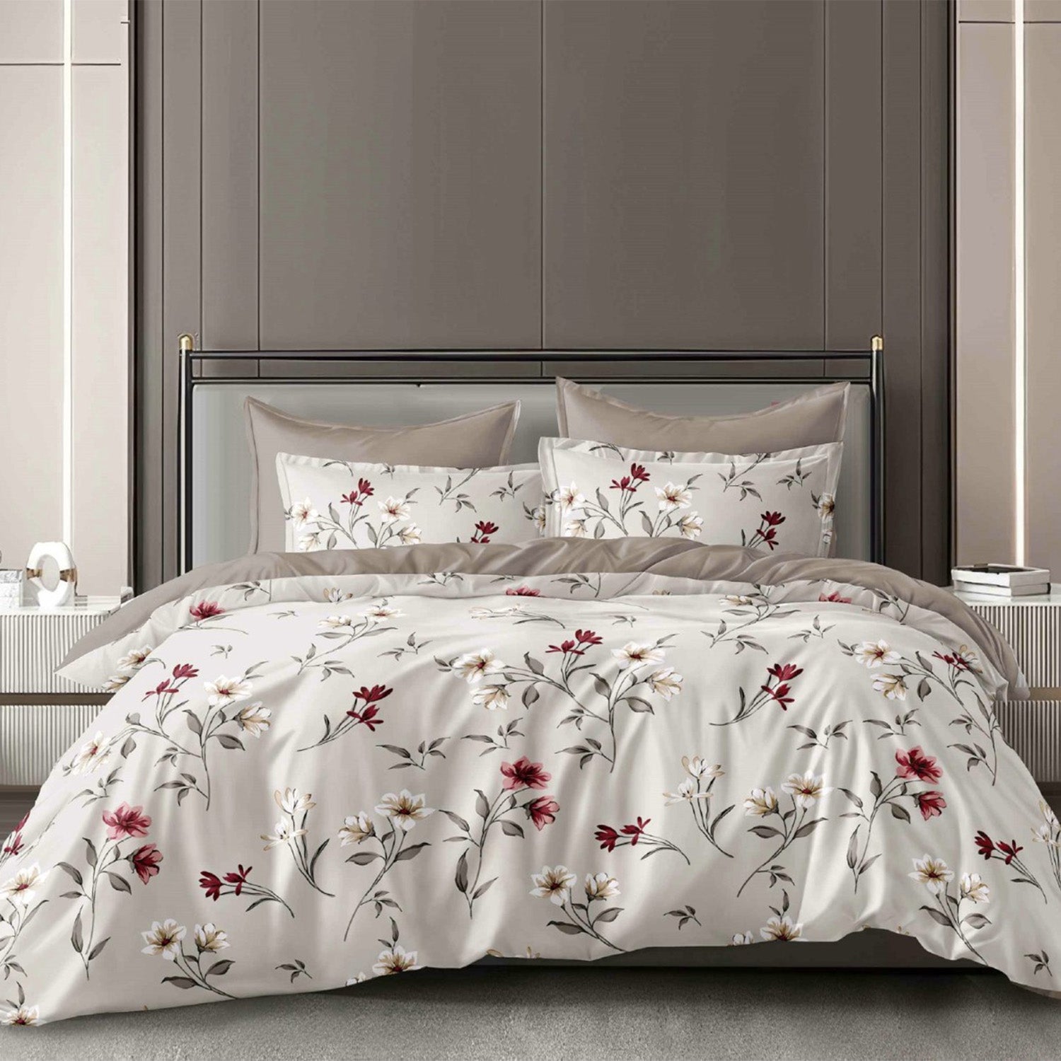 Hillcrest I 988TC ComfyLux I Printed Bedding Collection I Fitted Sheet Set I Summer Blanket - Ash Petals