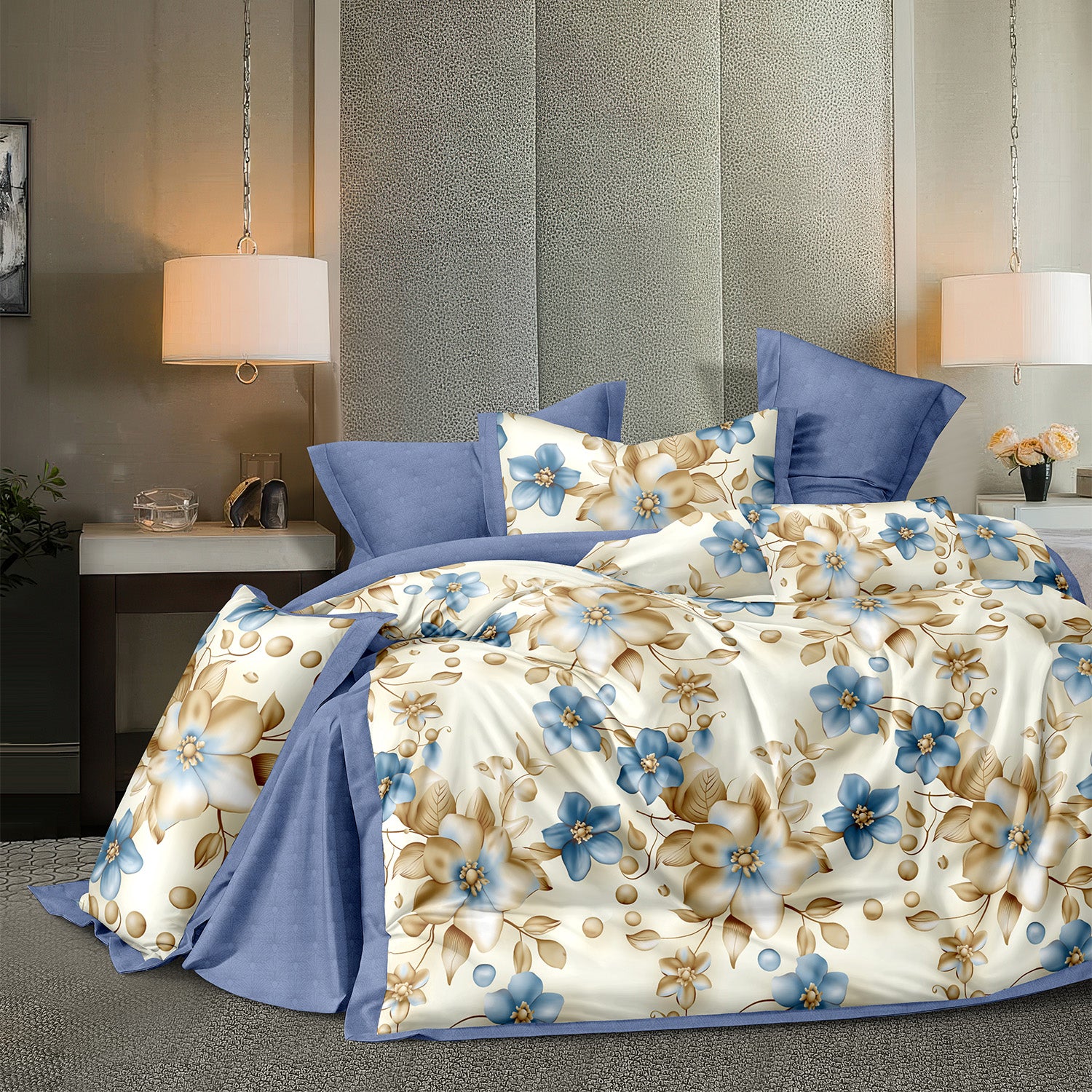 Hillcrest I 988TC ComfyLux I Printed Bedding Collection I Fitted Sheet Set - Aurevia