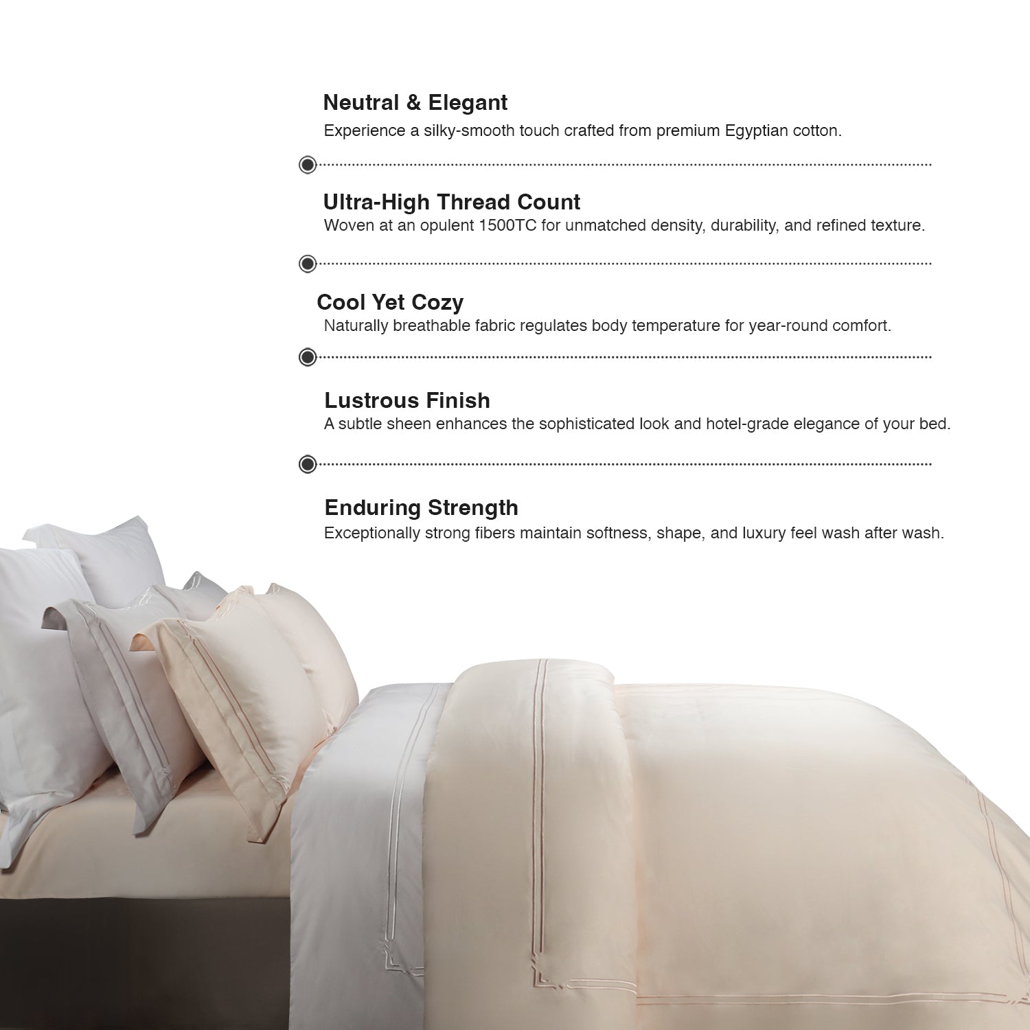 Bellami Monti 100% Egyptian Cotton 1500 Thread Count Fitted Sheet Set | Duvet Cover Set I Pillow Bolster Case