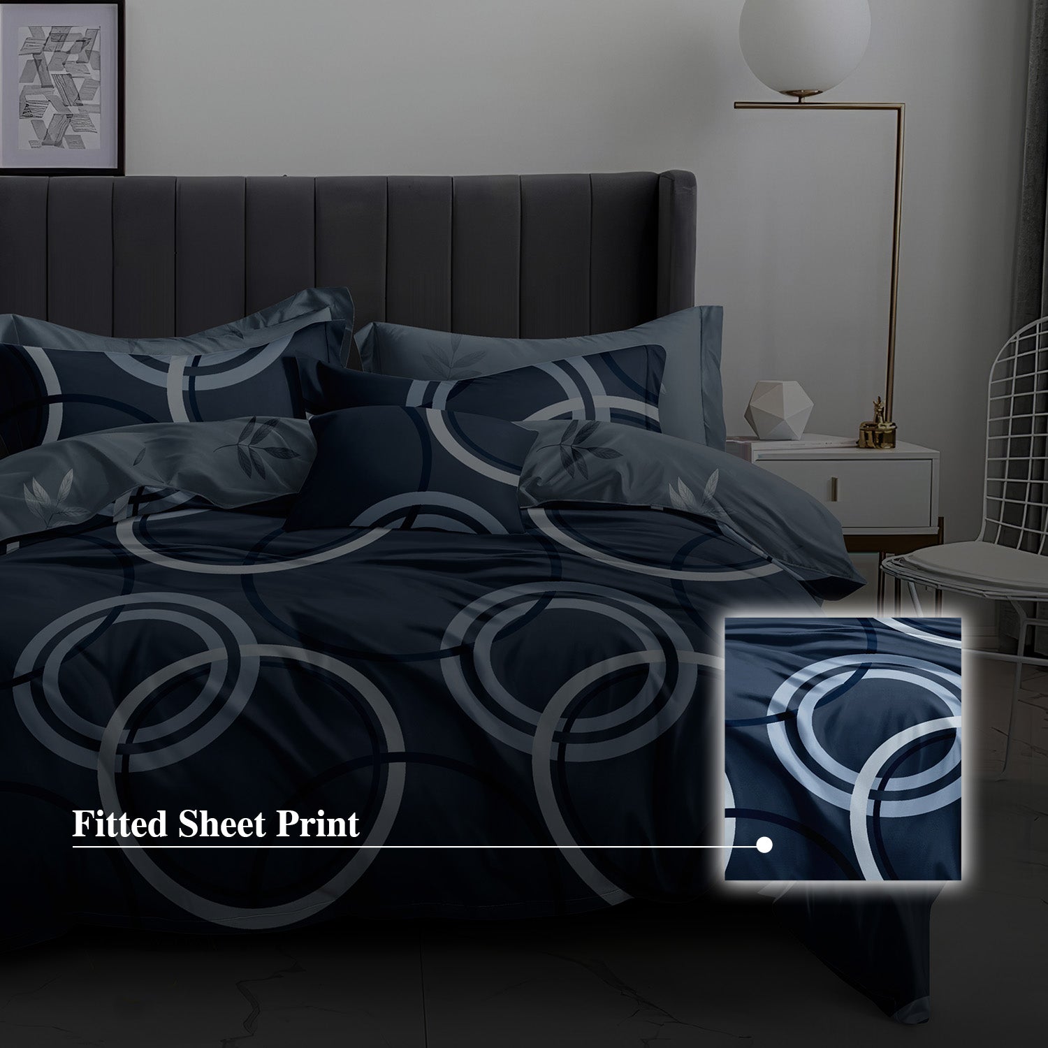Hillcrest I 988TC ComfyLux I Printed Bedding Collection I Fitted Sheet Set I Summer Blanket - Blue Ripple
