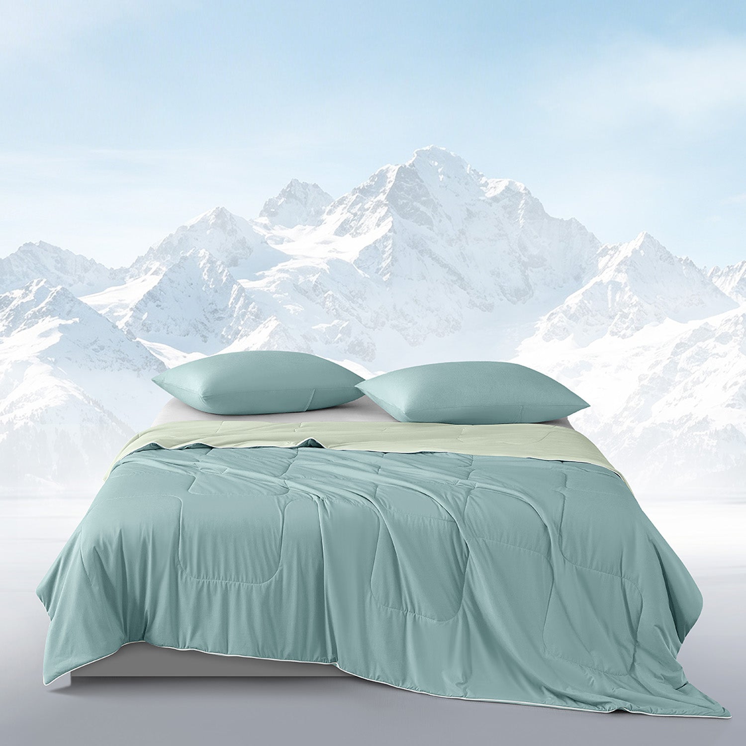 Intero Glacier Reversible Cooling Blanket – Dual-Sided Cooling Comfort - Sage Green / Celadon Green