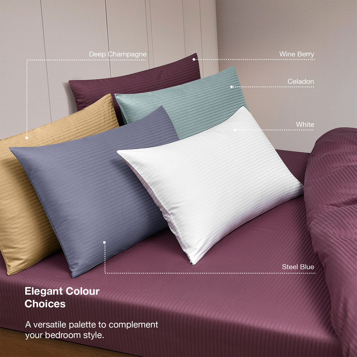 IE Maison Cotton Dobby 1100TC Fitted Sheet Set I Bed Set - White