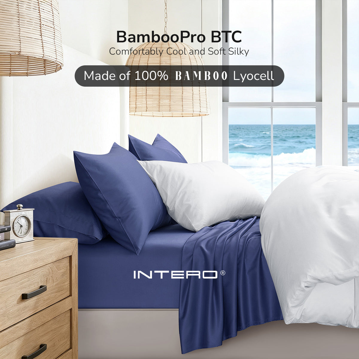 Intero BambooPro Beyond Thread Count Mono 2.0 Fitted Sheet Set - Denim