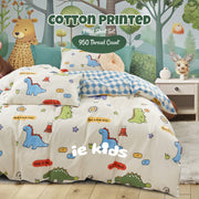 IE Kids I 100% Cotton Printed I Fitted Sheet Set I Without Quilt Cover -  Dino Roar