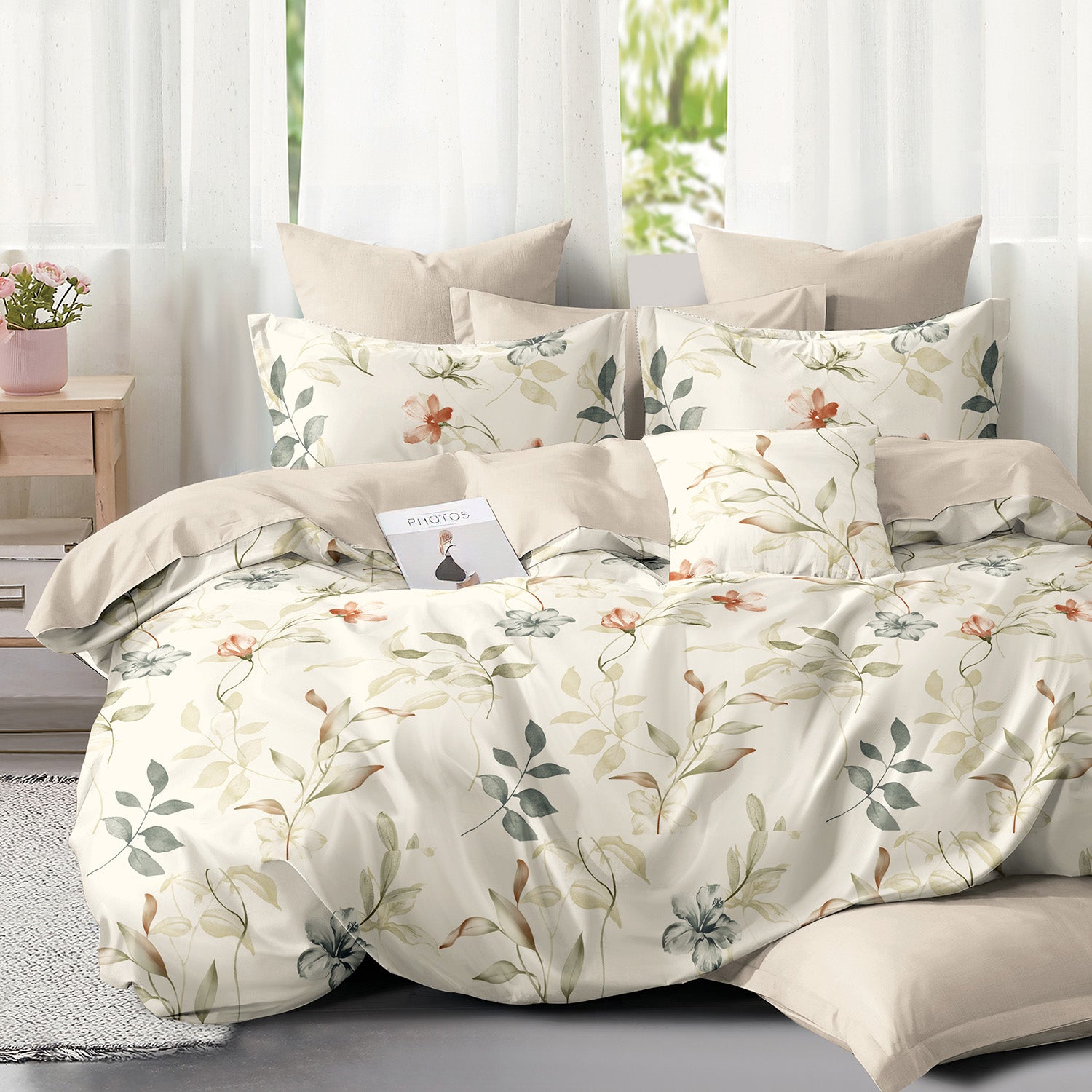 Hillcrest I 988TC ComfyLux I Printed Bedding Collection I Fitted Sheet Set I Summer Blanket - Foliage