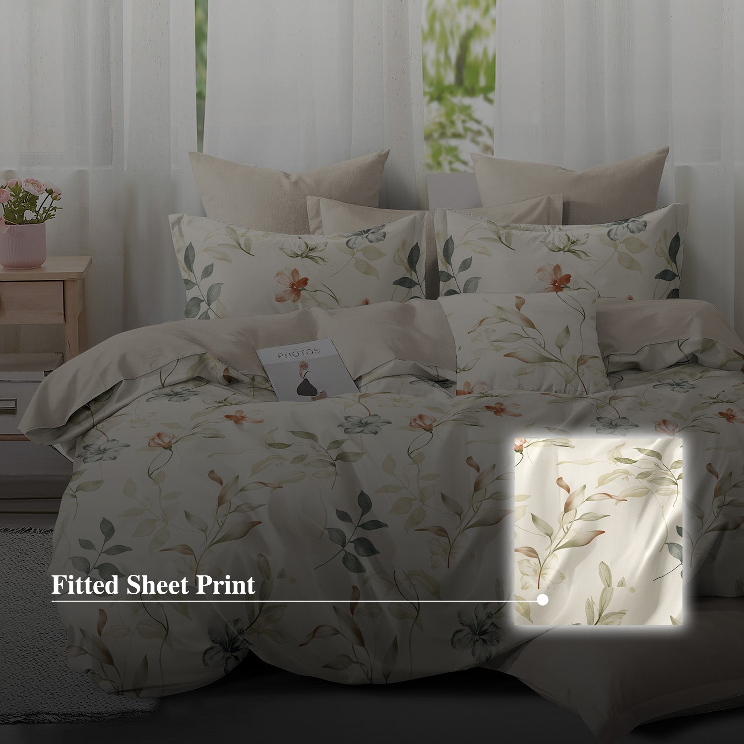 Hillcrest I 988TC ComfyLux I Printed Bedding Collection I Fitted Sheet Set I Summer Blanket - Foliage