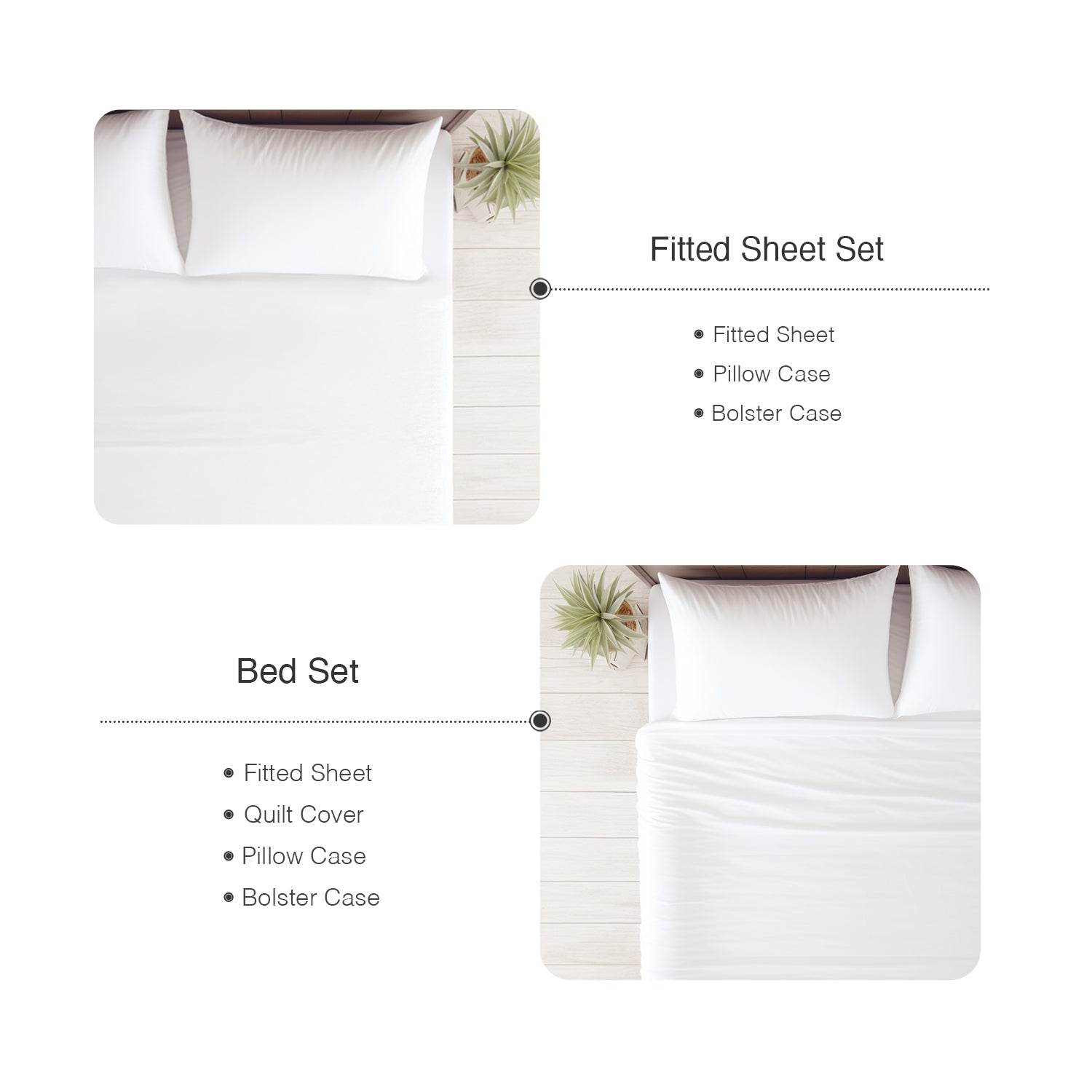 Bellami | Heirloom Classic Claiver Piping Contrast I TENCEL‚Ñ¢ Lyocell I Fitted Sheet Set I Bed Set