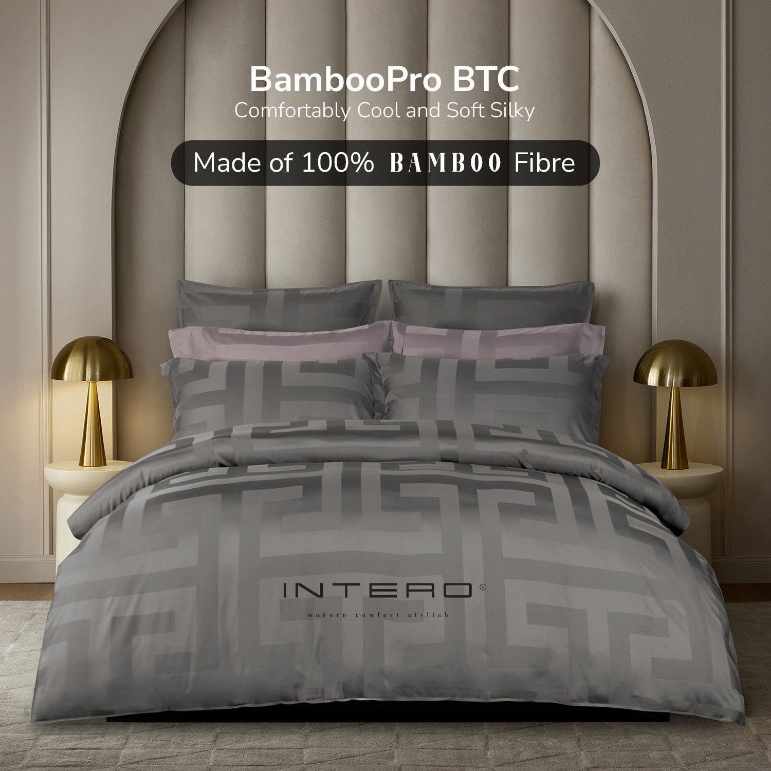 Intero | BambooPro Jac Beyond Thread Count | Toni Collection | Bed Set | Fitted Sheet | With Quilt Cover Set