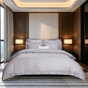 IE Maison I Hotel Suite I Premium Cotton I 1200TC Solid Bedding Set with Embroidery - Grey