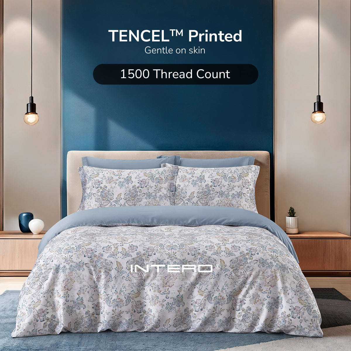 Intero Maison Tencel Printed 1500TC Luxury Fitted Sheet & Bed Set