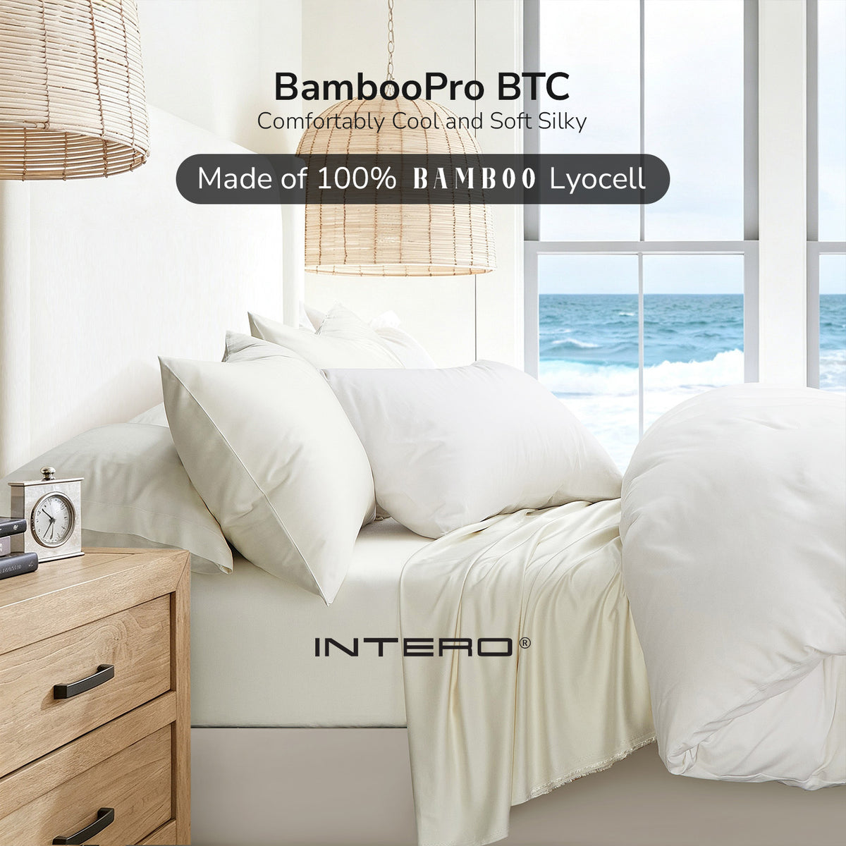 Intero BambooPro Beyond Thread Count Mono 2.0 Fitted Sheet Set - Ivory