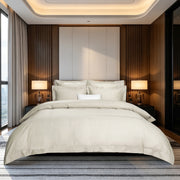 IE Maison I Hotel Suite I Premium Cotton I 1200TC Solid Bedding Set with Embroidery - Ivory