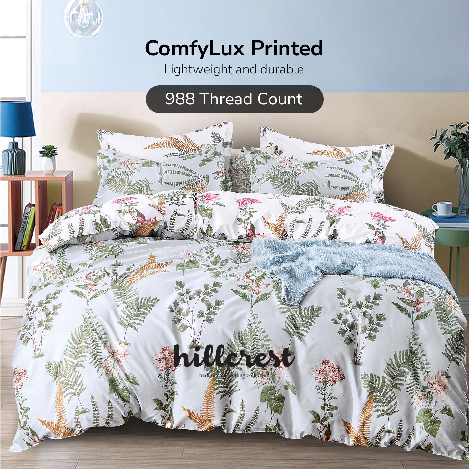 Hillcrest I Group A ComfyLux Printed Microfiber I 988TC I Fitted Sheet Set I Summer Blanket I No Quilt Cover - Joy