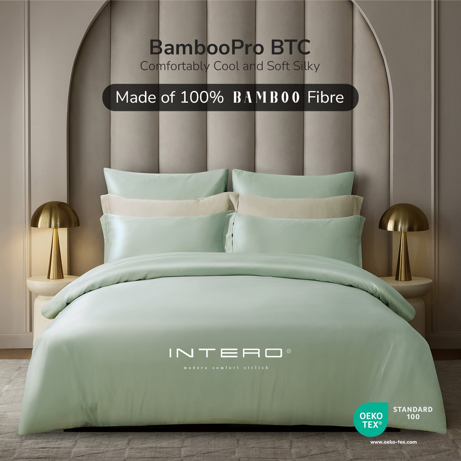 Intero I Grace I BambooPro I Beyond Thread Count Fitted Sheet | Bed Set - Lt Green