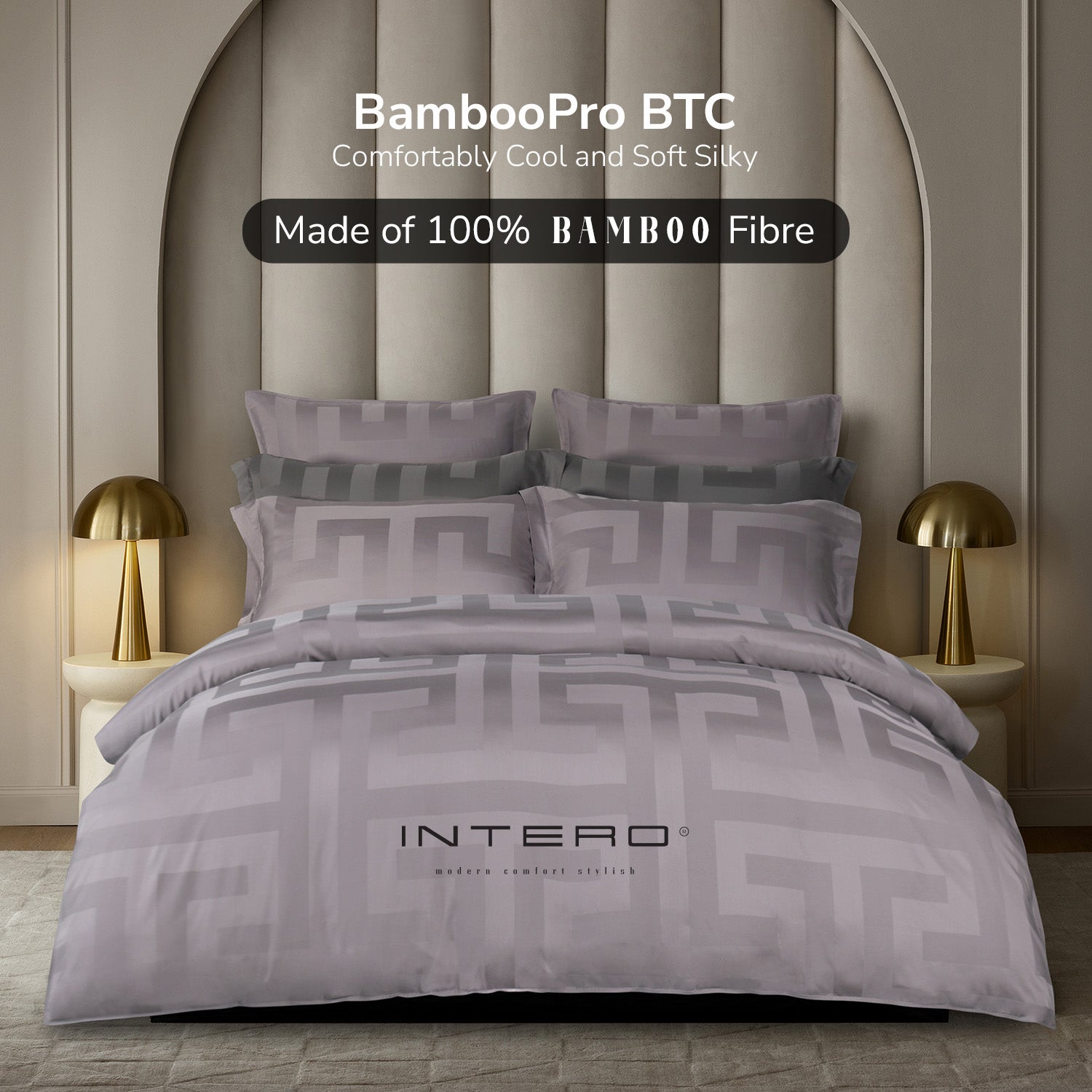 Intero | BambooPro Jac Beyond Thread Count | Toni Collection | Bed Set | Fitted Sheet | With Quilt Cover Set