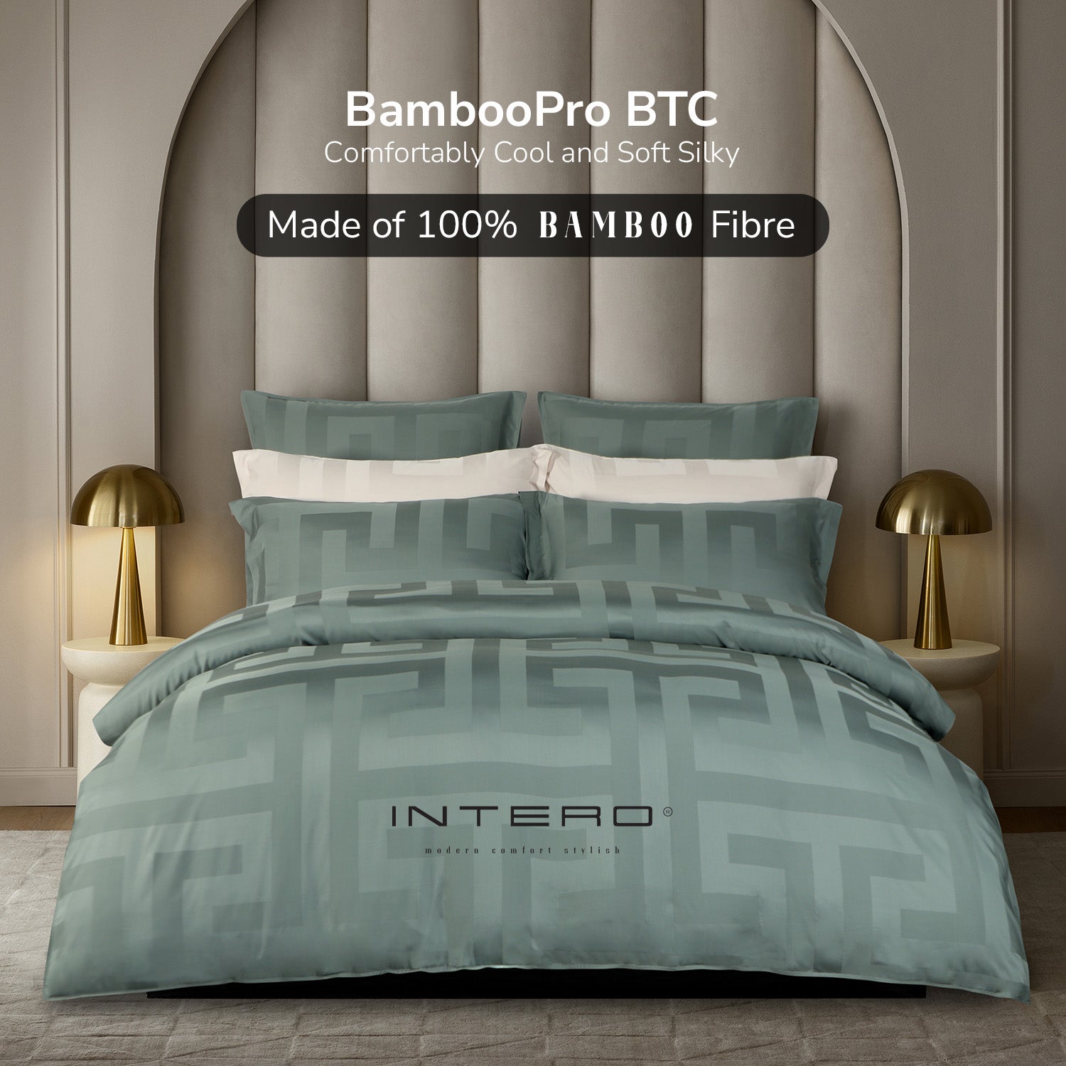 Intero | BambooPro Jac Beyond Thread Count | Toni Collection | Bed Set | Fitted Sheet | With Quilt Cover Set