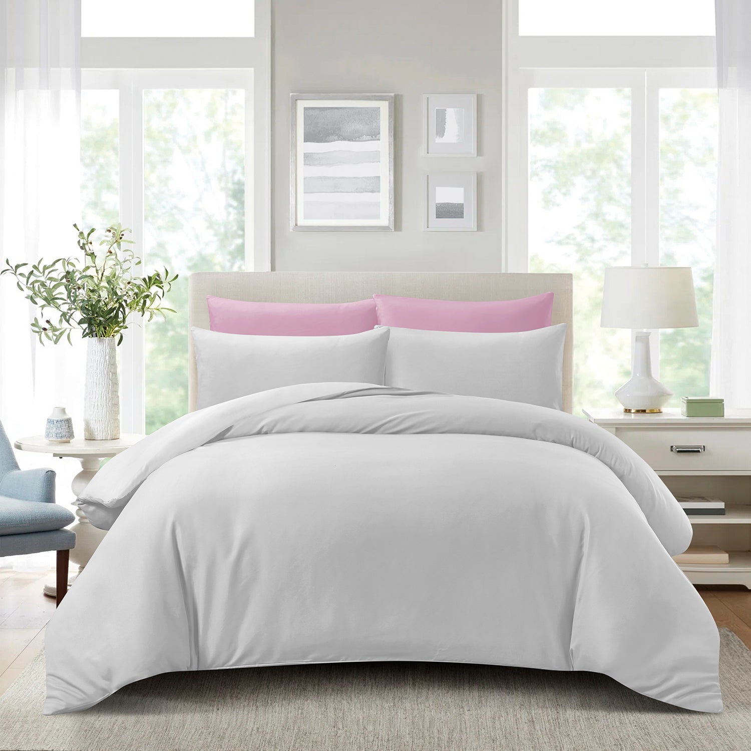 Hillcrest I ComfyLux Solid I 988TC I Fitted Sheet Set I Pillow Case I Bolster Case I No Quilt Cover - 6 Colours