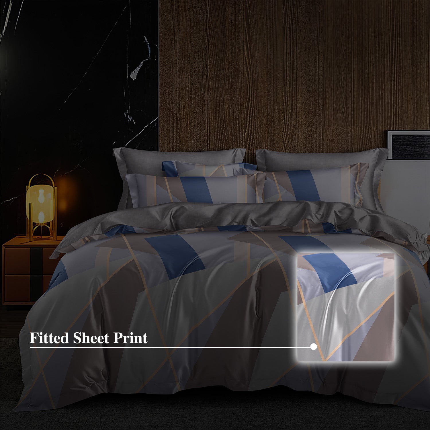 Hillcrest I 988TC ComfyLux I Printed Fitted Sheet Set - Mirage
