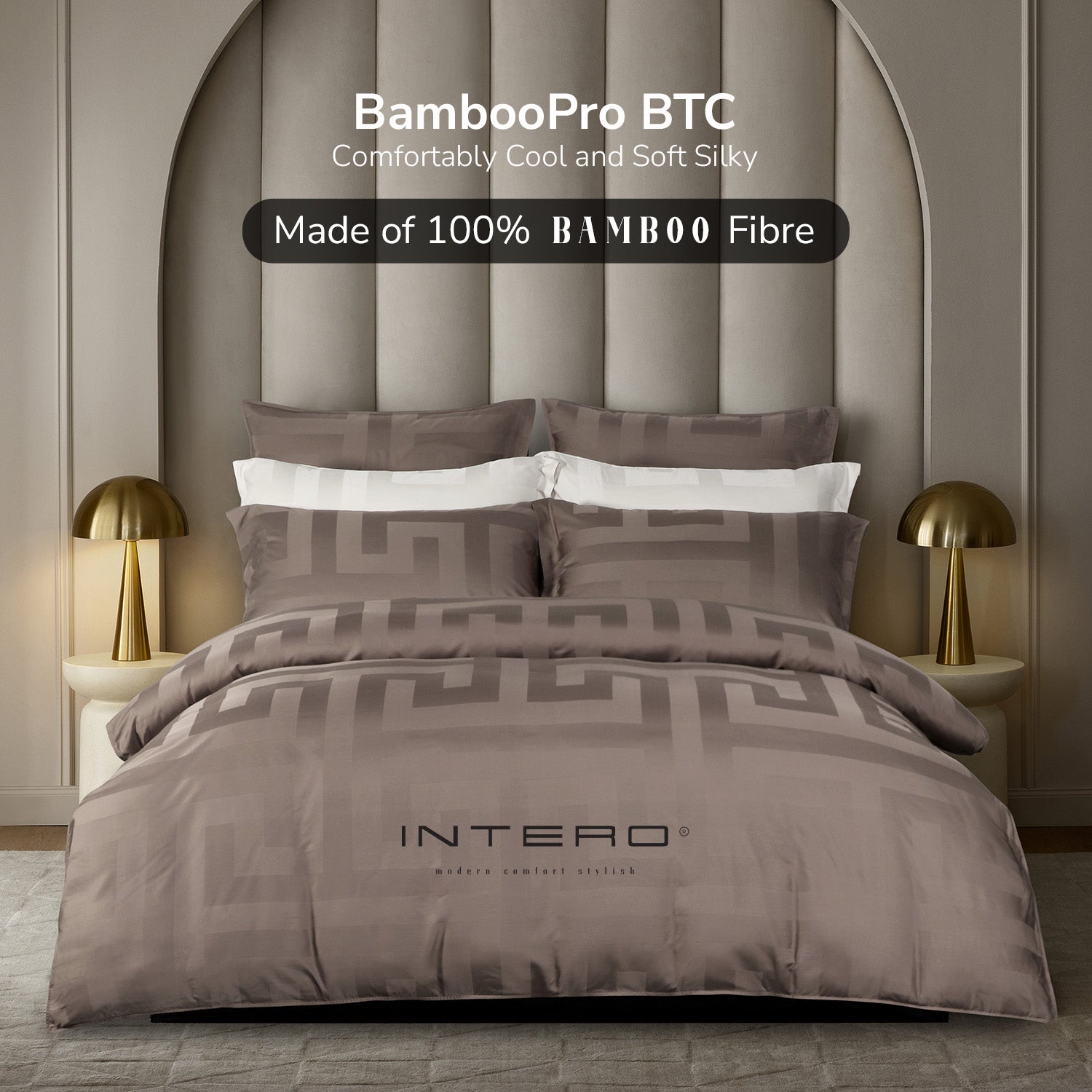Intero | BambooPro Jac Beyond Thread Count | Toni Collection | Bed Set | Fitted Sheet | With Quilt Cover Set