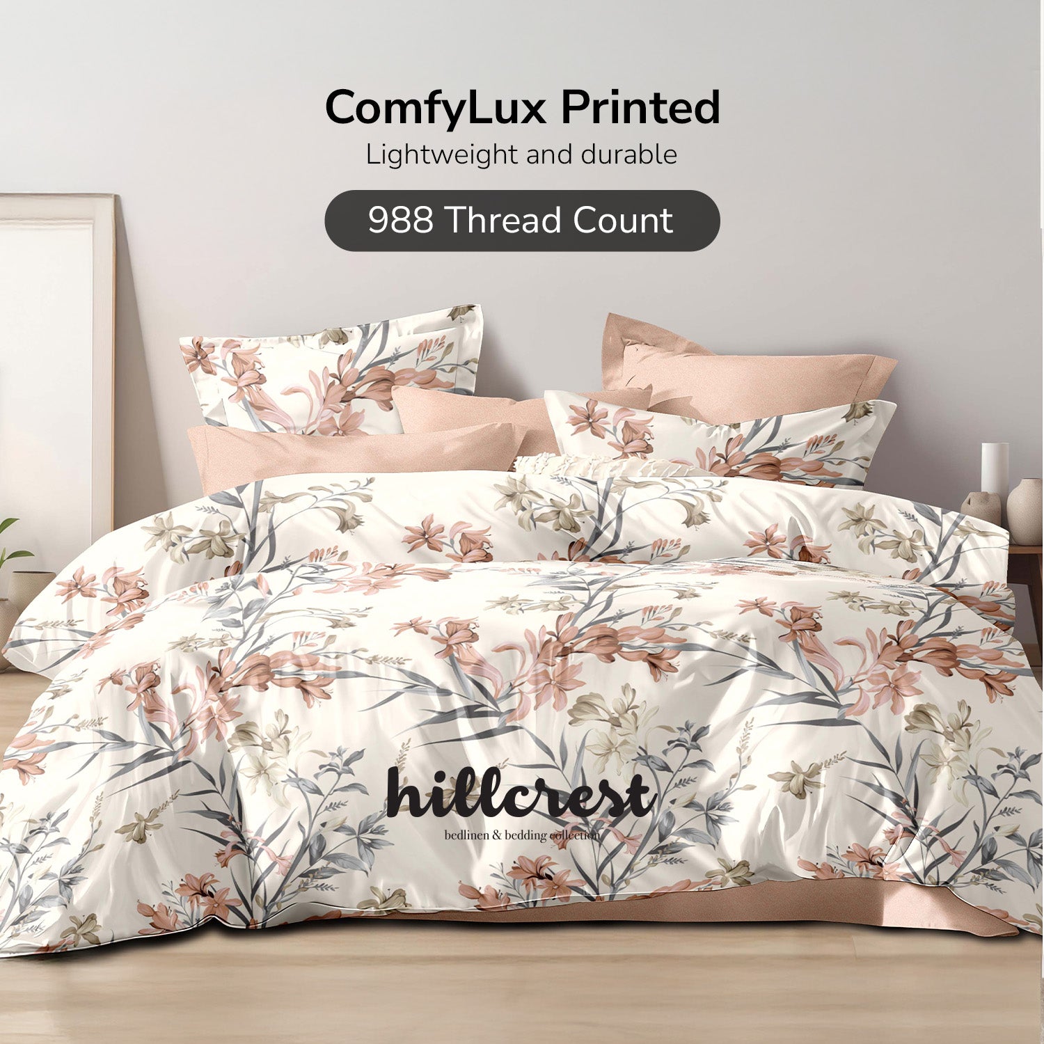Hillcrest I 988TC ComfyLux I Printed Fitted Sheet Set - Noble