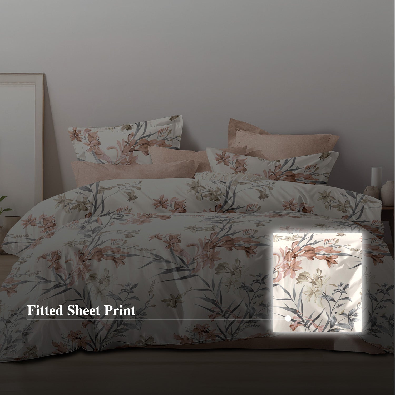 Hillcrest I 988TC ComfyLux I Printed Fitted Sheet Set - Noble