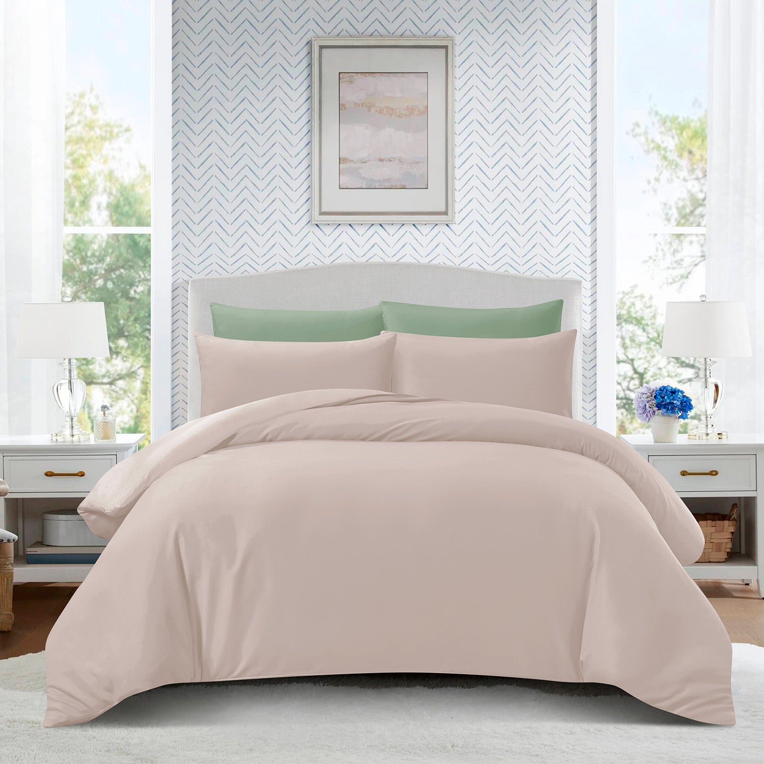 Hillcrest ComfyLux Solid 988TC | Fitted Sheet Set I No Quilt Cover - Oak