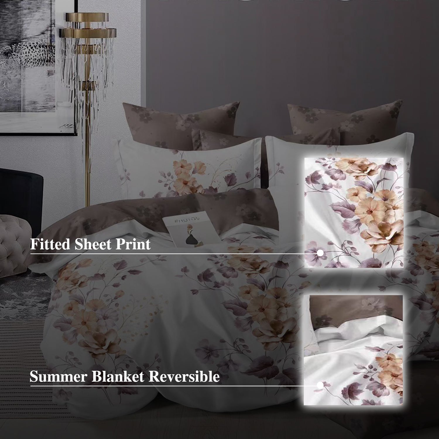 Hillcrest I Group B ComfyLux Printed Microfiber I 988TC I Fitted Sheet Set I Summer Blanket I No Quilt Cover - Prosperity