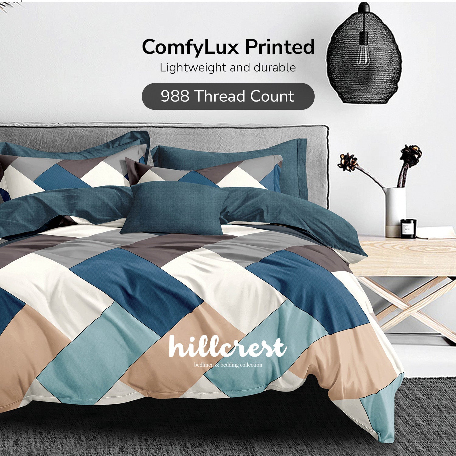 Hillcrest I 988TC ComfyLux I Printed Fitted Sheet Set - Ply