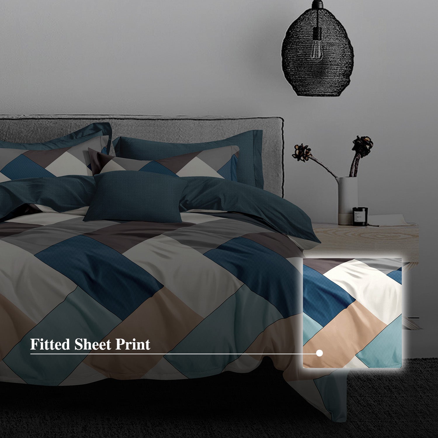 Hillcrest I 988TC ComfyLux I Printed Fitted Sheet Set - Ply