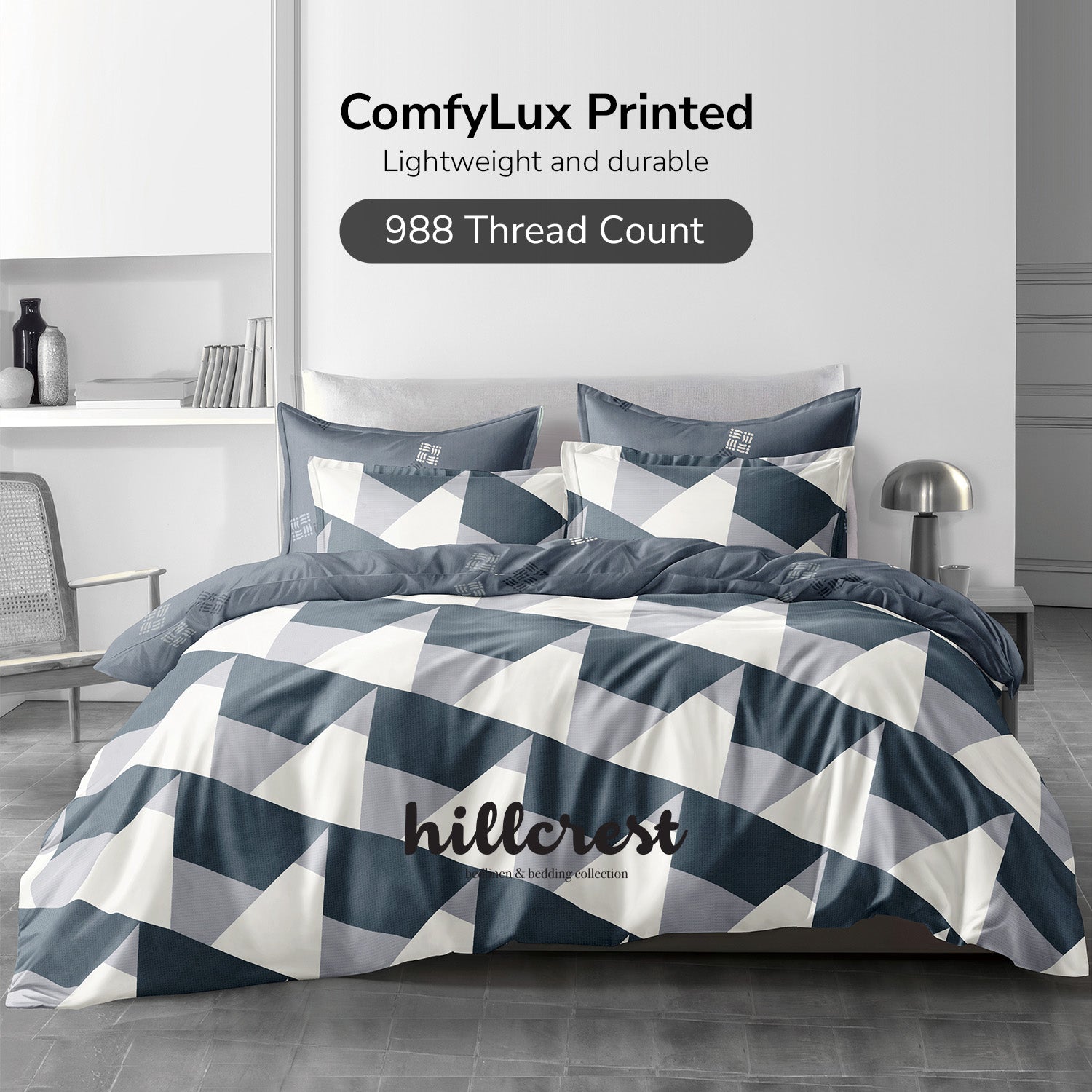 Hillcrest I 988TC ComfyLux I Printed Bedding Collection I Fitted Sheet Set I Summer Blanket - Prism