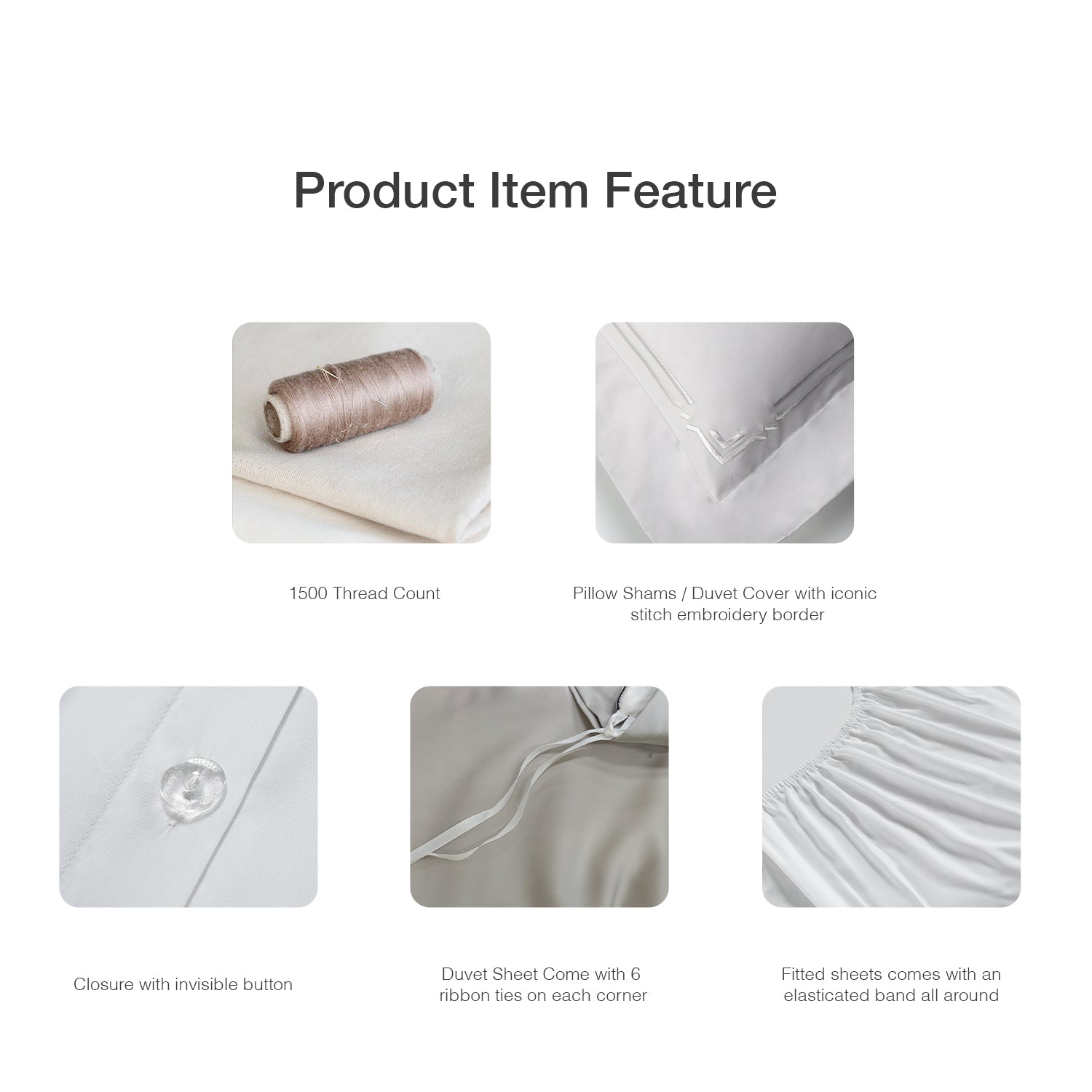 Bellami Monti 100% Egyptian Cotton 1500 Thread Count Fitted Sheet Set | Duvet Cover Set I Pillow Bolster Case