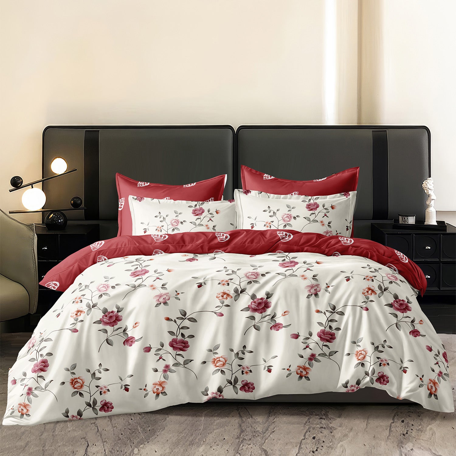 Hillcrest I 988TC ComfyLux I Printed Bedding Collection I Fitted Sheet Set - Rosara
